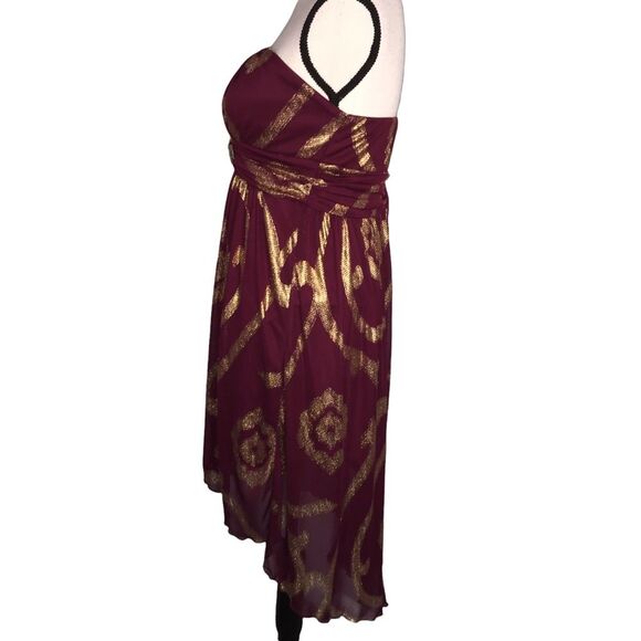 BCX Strapless High Low Wine Gold Dress Size 11 Beaded Waist Semi Formal - Picture 2 of 12